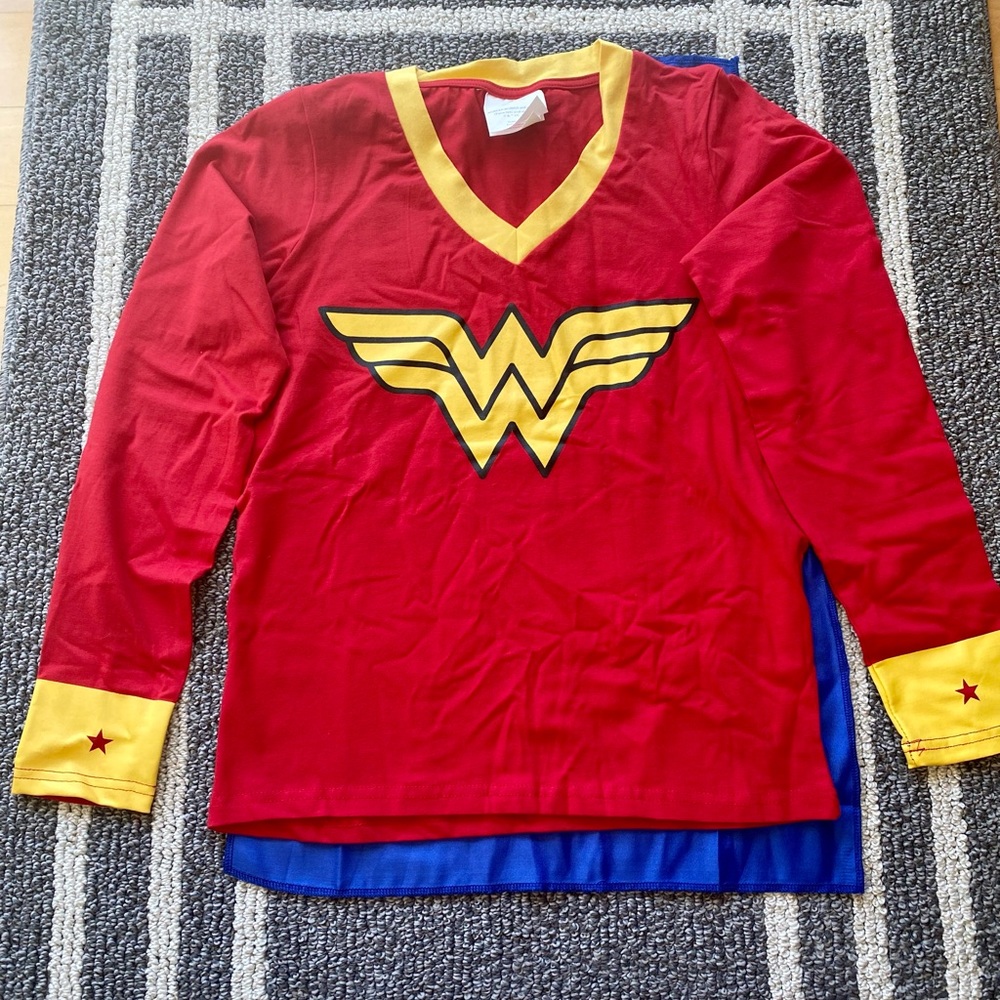 Wonder Women Adult Costume Shirt with Cape - Medium